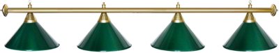 Светильник Startbilliards 4 плафона, золотая штанга, зеленые плафоны